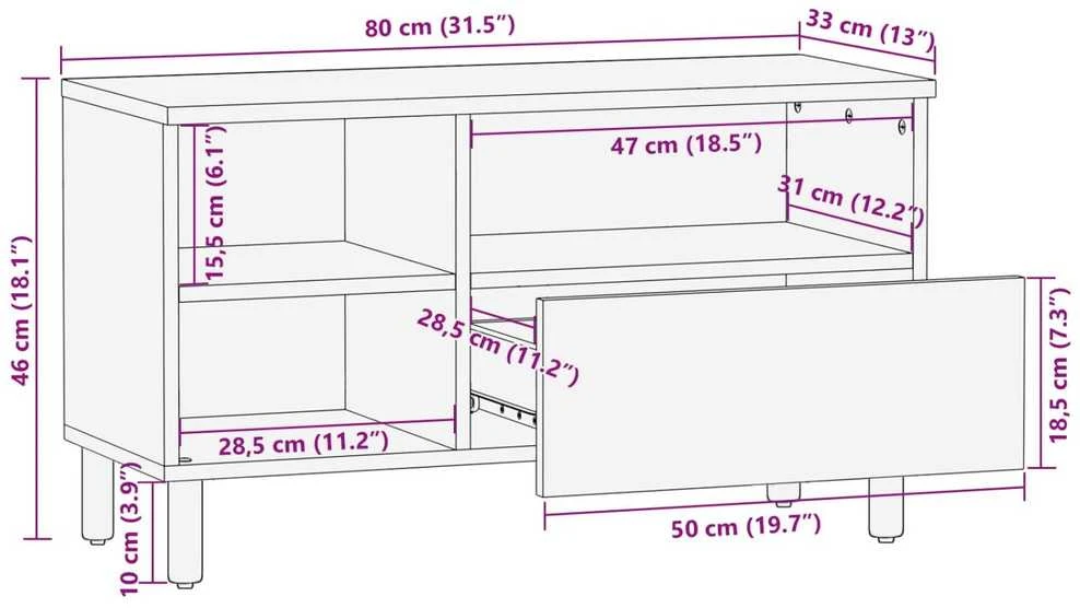 Televizoriaus spintelė Baltos skalbimo apdaila 80 x 33 x 46 cm