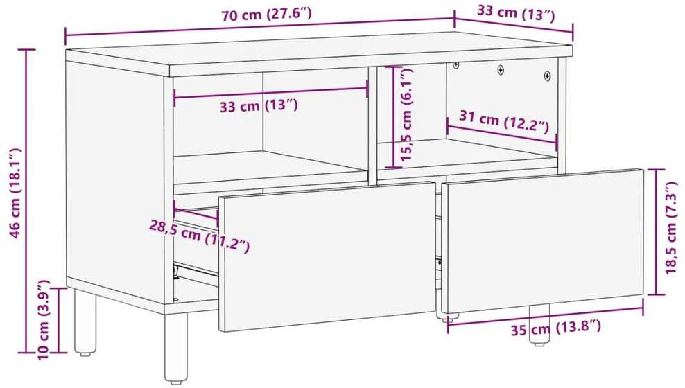 Televizoriaus spintelė Baltos skalbimo apdaila 70 x 33 x 46 cm