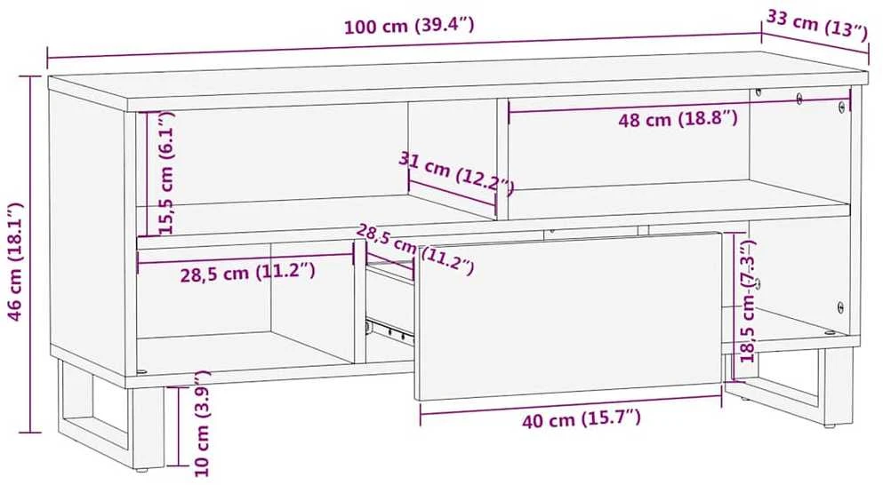 Televizoriaus spintelė Ruda 100 x 33 x 46 cm Kietas mango medis