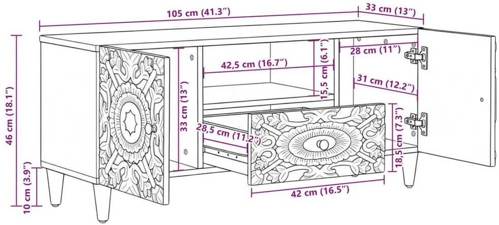 Televizoriaus spintelė Ruda 105 x 33,5 x 46 cm