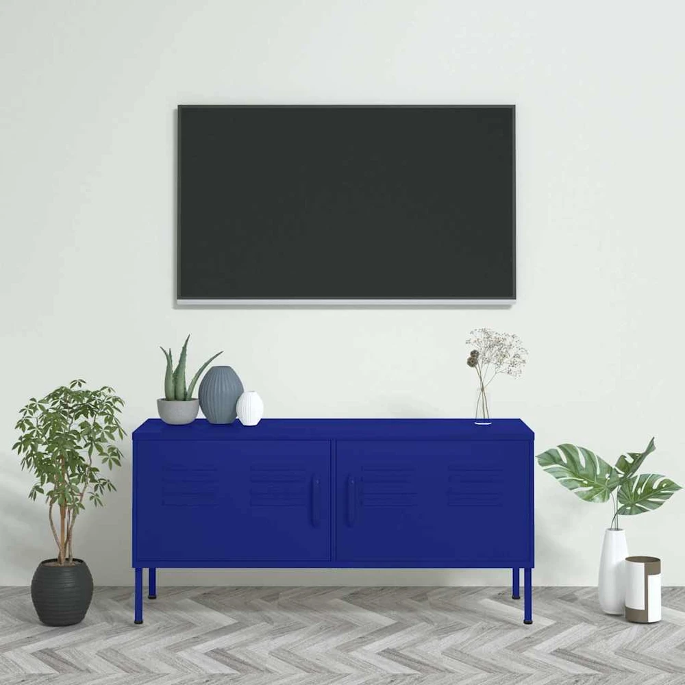 TV staliukas Televizoriaus spintelė, tamsiai mėlyna, 105x35x50cm, plienas