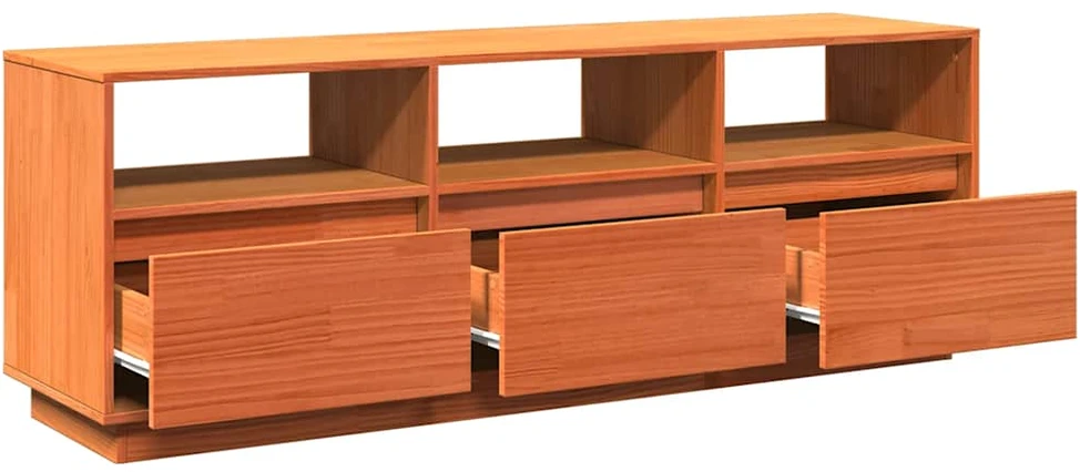 TV staliukas Televizoriaus spintelė, vaško ruda, 140x37x50cm, pušies masyvas
