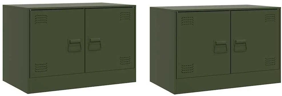TV staliukas Televizoriaus spintelės, 2vnt., alyvuogių, 67x39x44cm, plienas