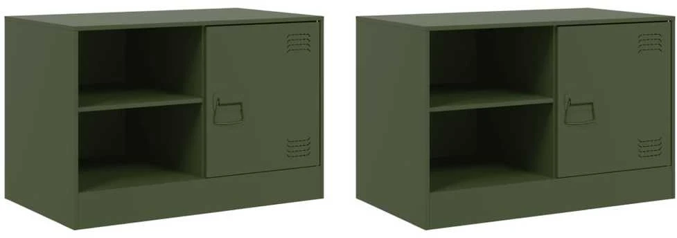 TV staliukas Televizoriaus spintelės, 2vnt., alyvuogių, 67x39x44cm, plienas