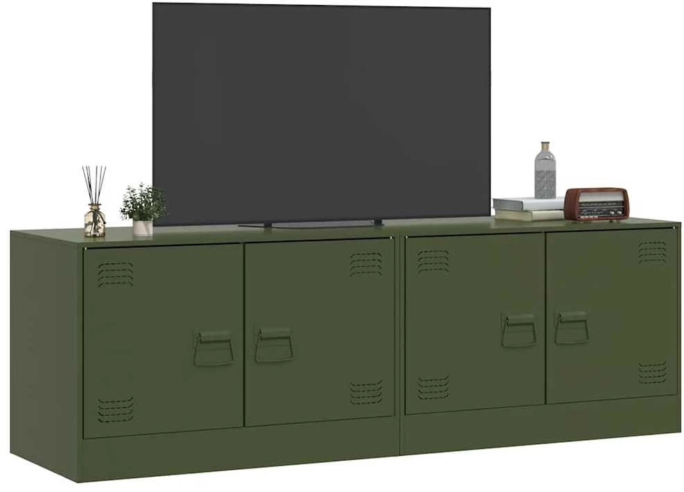 TV staliukas Televizoriaus spintelės, 2vnt., alyvuogių, 67x39x44cm, plienas