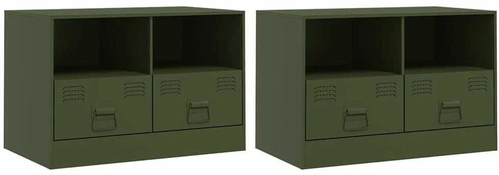 TV staliukas Televizoriaus spintelės, 2vnt., alyvuogių, 67x39x44cm, plienas
