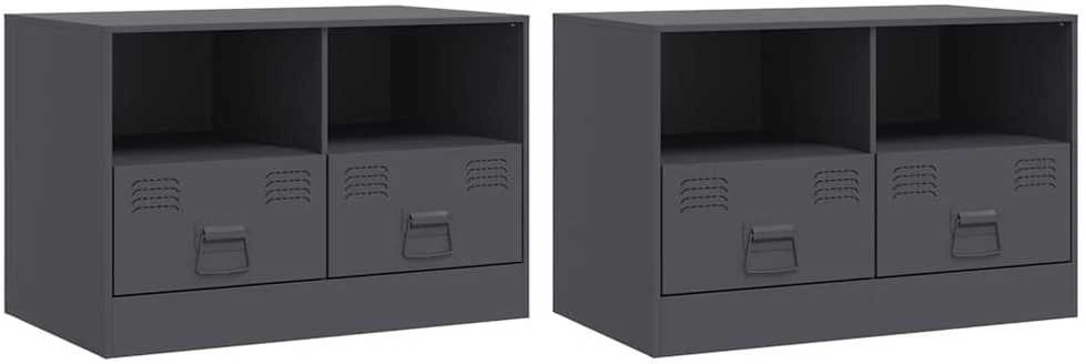 TV staliukas Televizoriaus spintelės, 2vnt., antracito, 67x39x44cm, plienas