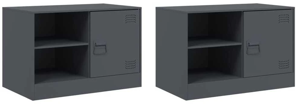 TV staliukas Televizoriaus spintelės, 2vnt., antracito, 67x39x44cm, plienas