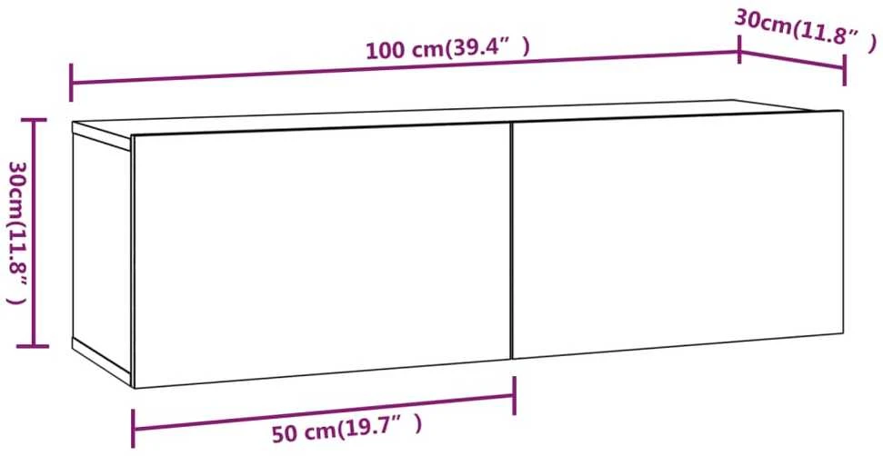 TV staliukas Televizoriaus spintelės, 2vnt., ąžuolo, 100x30x30cm, mediena