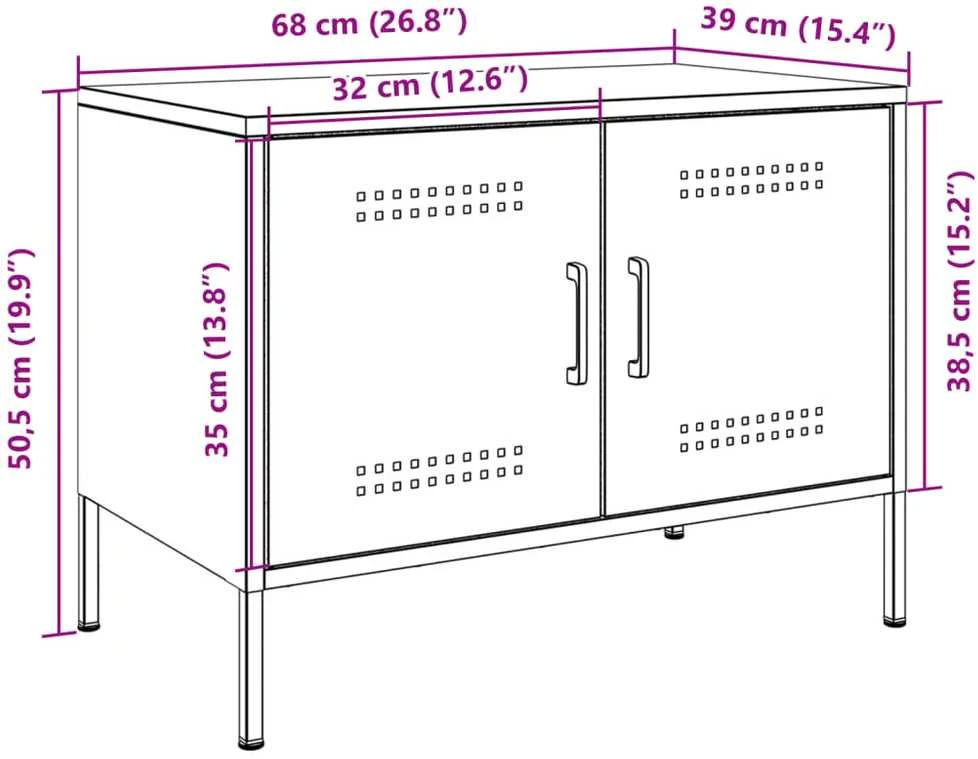 TV staliukas Televizoriaus spintelės, 2vnt., baltos, 68x39x50,5cm, plienas