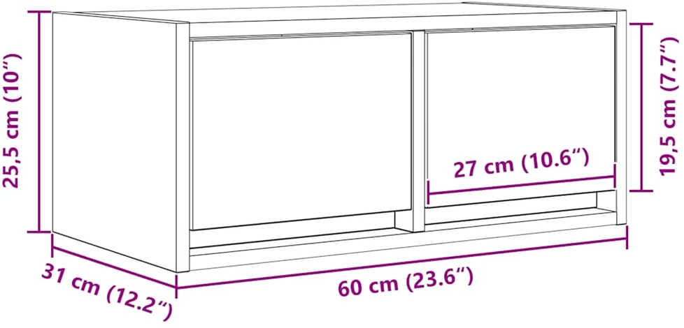 TV staliukas Televizoriaus spintelės, 2vnt., baltos, 60x31x25,5 cm, mediena