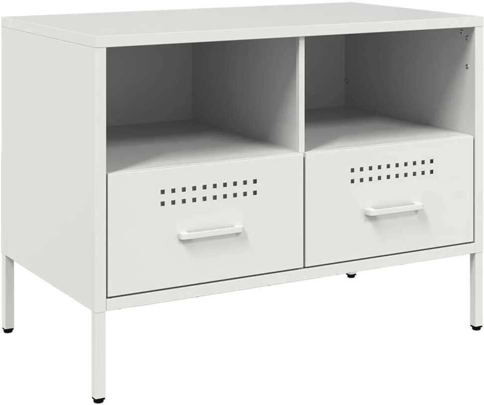TV staliukas Televizoriaus spintelės, 2vnt., baltos, 68x39x50,5cm, plienas