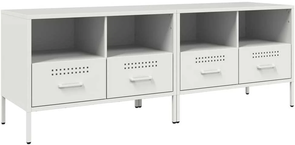 TV staliukas Televizoriaus spintelės, 2vnt., baltos, 68x39x50,5cm, plienas
