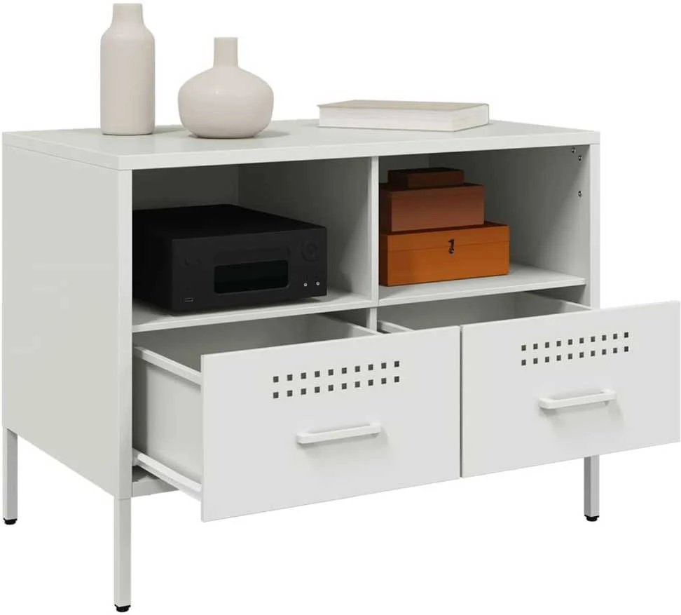 TV staliukas Televizoriaus spintelės, 2vnt., baltos, 68x39x50,5cm, plienas