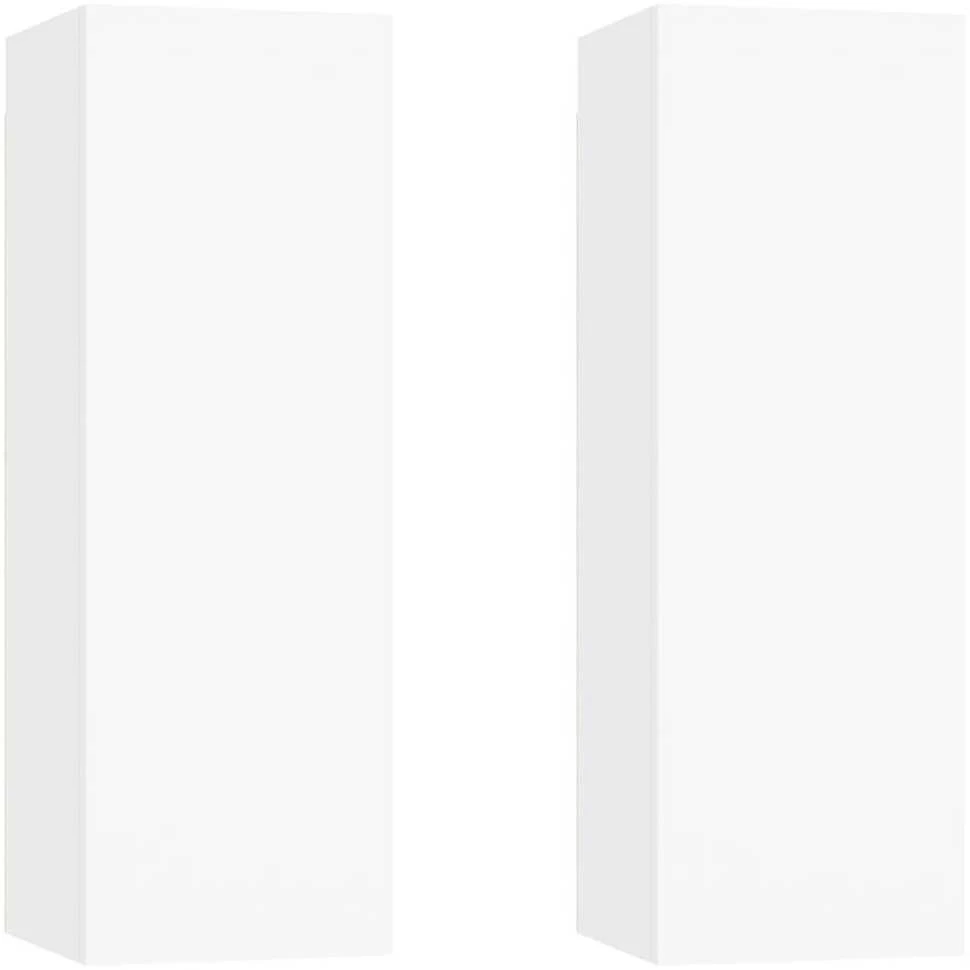 TV staliukas Televizoriaus spintelės, 2vnt., baltos, 30,5x30x90cm, mediena