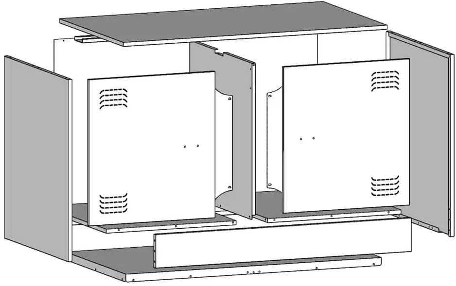 TV staliukas Televizoriaus spintelės, 2vnt., baltos, 67x39x44cm, plienas