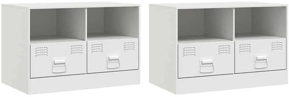 TV staliukas Televizoriaus spintelės, 2vnt., baltos, 67x39x44cm, plienas