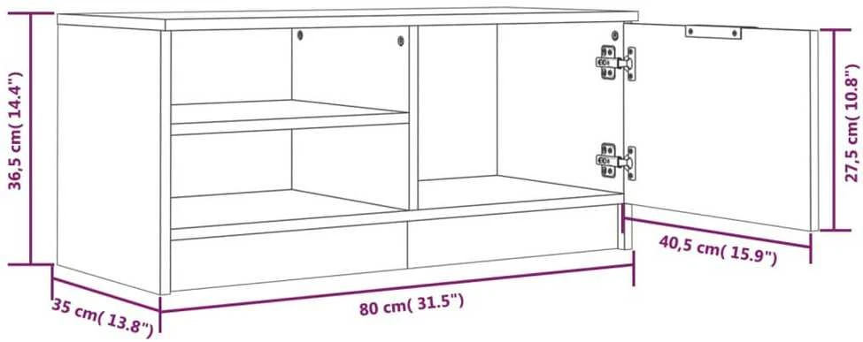 TV staliukas Televizoriaus spintelės, 2vnt., baltos, 80x35x36,5cm, mediena