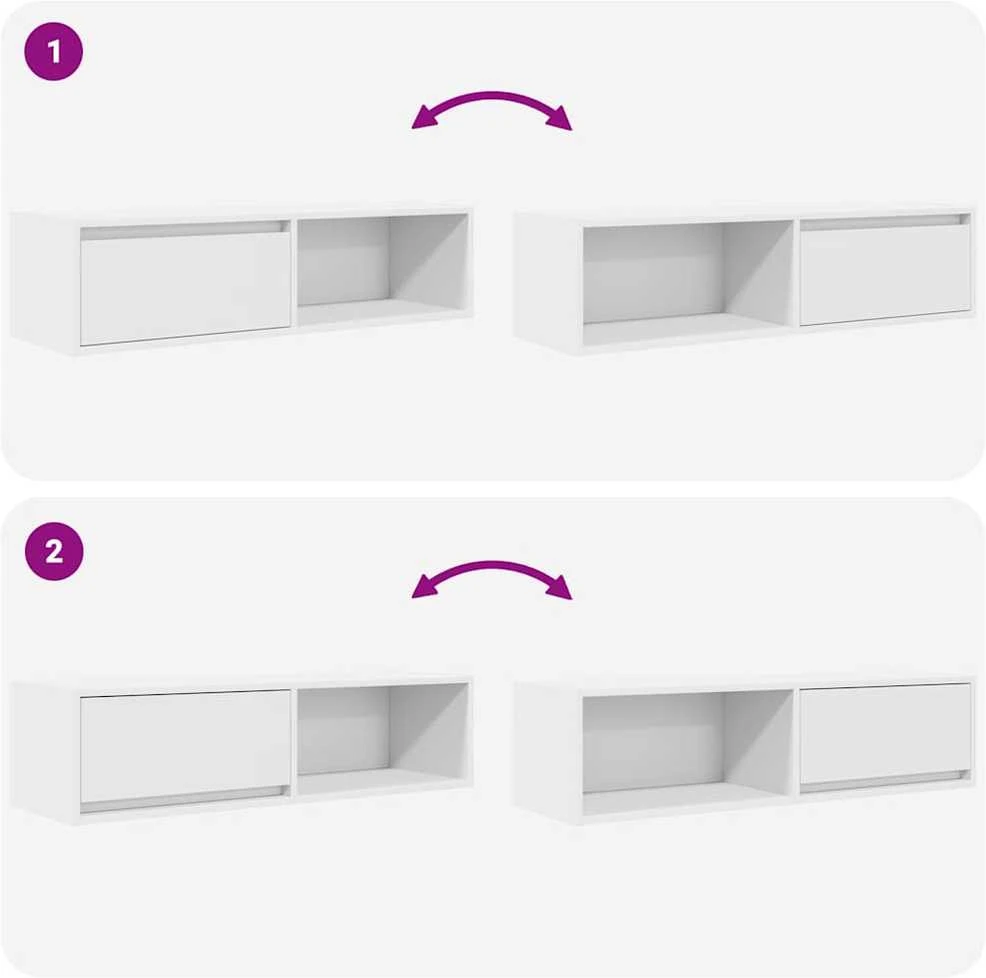 TV staliukas Televizoriaus spintelės, 2vnt., baltos, 100x31x25,5 cm, mediena
