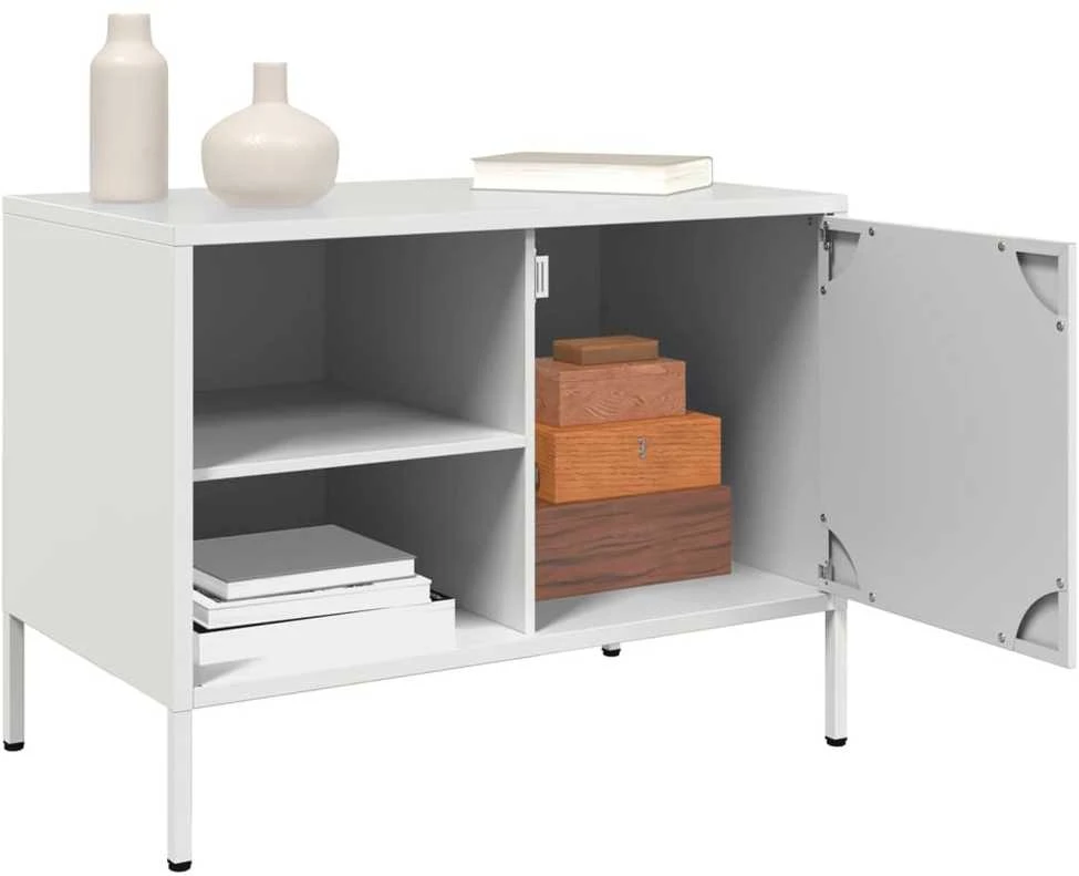 TV staliukas Televizoriaus spintelės, 2vnt., baltos, 68x39x50,5cm, plienas