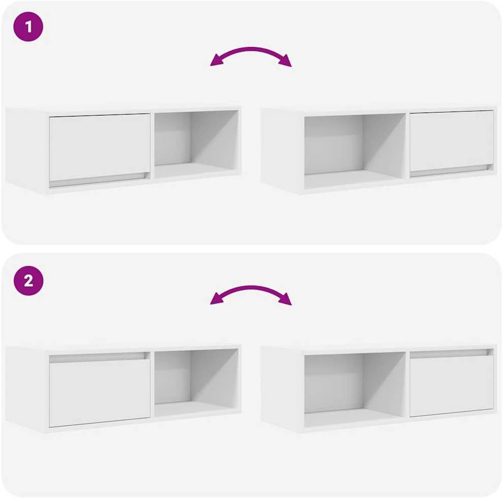 TV staliukas Televizoriaus spintelės, 2vnt., baltos, 80x31x25,5 cm, mediena