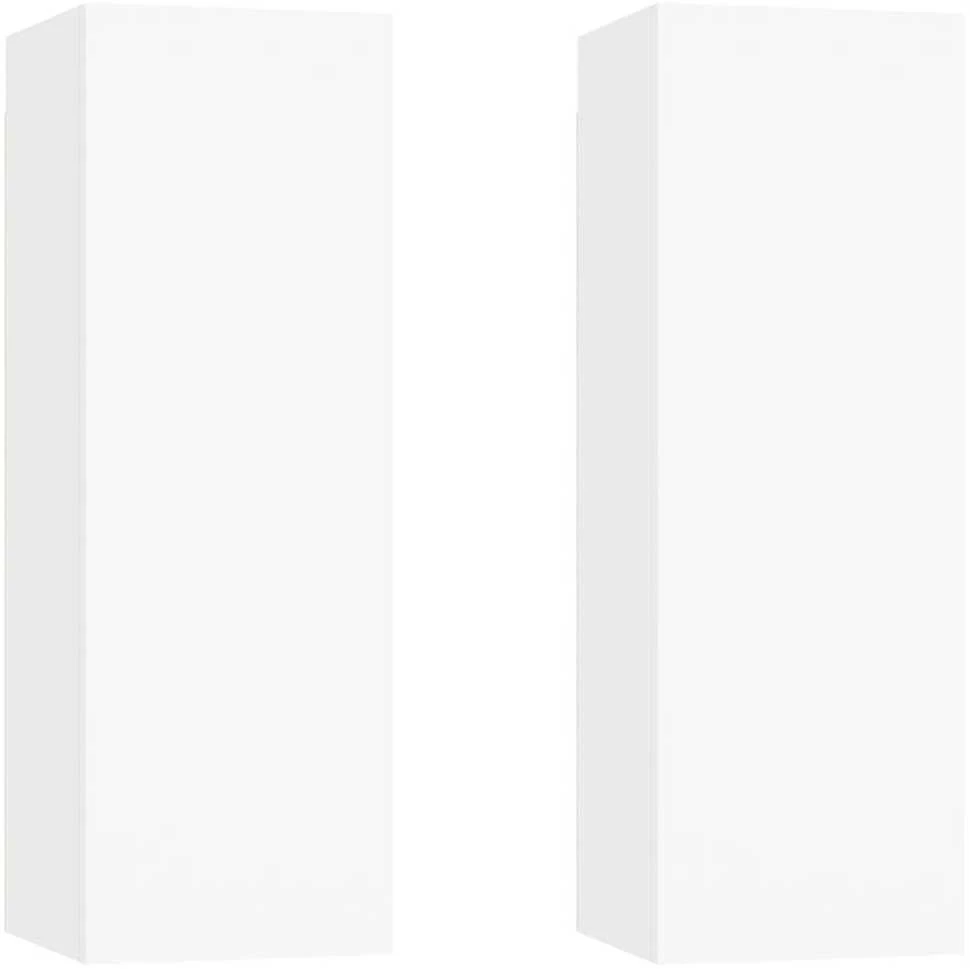 TV staliukas Televizoriaus spintelės, 2vnt., baltos, 30,5x30x90cm, mediena