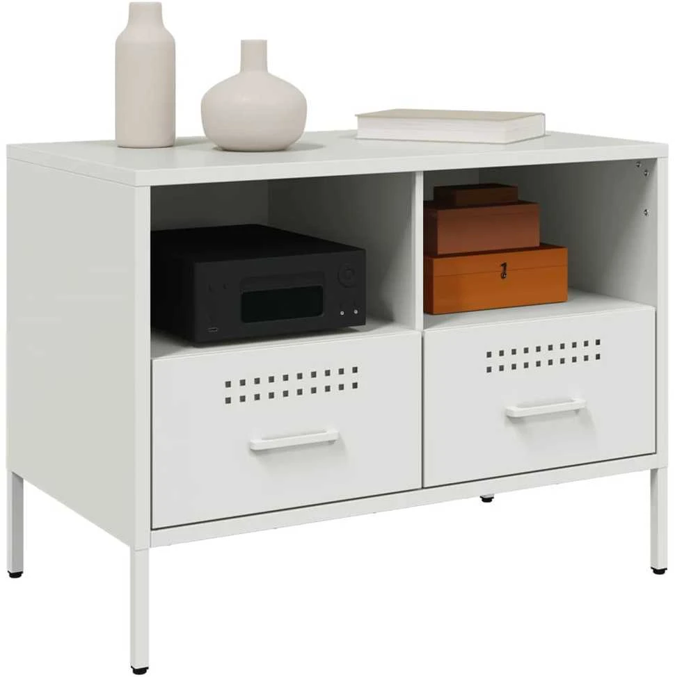 TV staliukas Televizoriaus spintelės, 2vnt., baltos, 68x39x50,5cm, plienas
