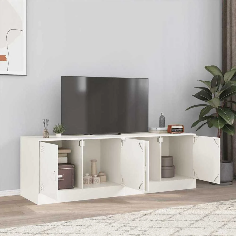 TV staliukas Televizoriaus spintelės, 2vnt., baltos, 67x39x44cm, plienas