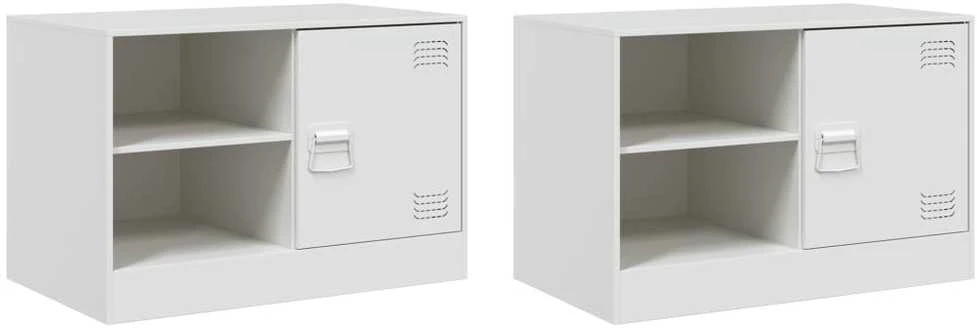 TV staliukas Televizoriaus spintelės, 2vnt., baltos, 67x39x44cm, plienas