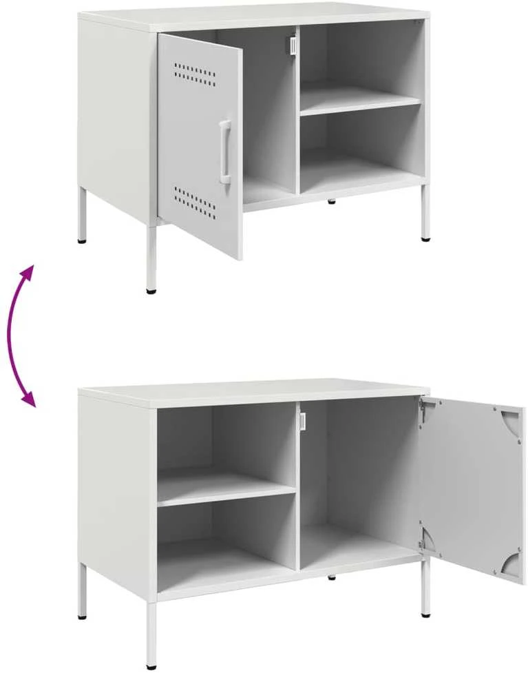 TV staliukas Televizoriaus spintelės, 2vnt., baltos, 68x39x50,5cm, plienas