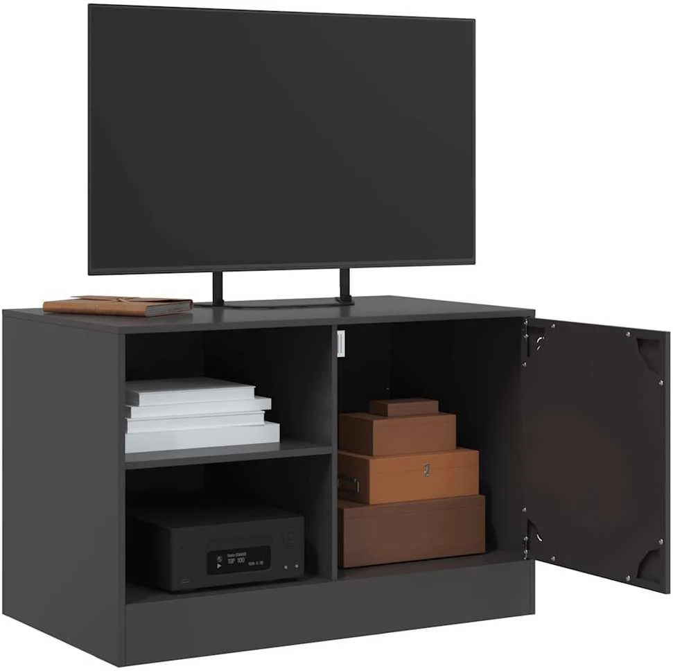 TV staliukas Televizoriaus spintelės, 2vnt., juodos, 67x39x44cm, plienas