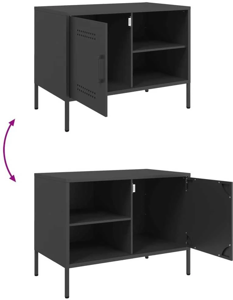 TV staliukas Televizoriaus spintelės, 2vnt., juodos, 68x39x50,5cm, plienas