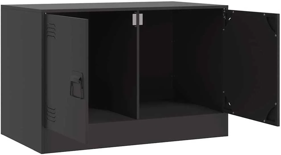 TV staliukas Televizoriaus spintelės, 2vnt., juodos, 67x39x44cm, plienas