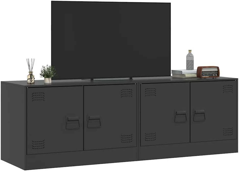 TV staliukas Televizoriaus spintelės, 2vnt., juodos, 67x39x44cm, plienas