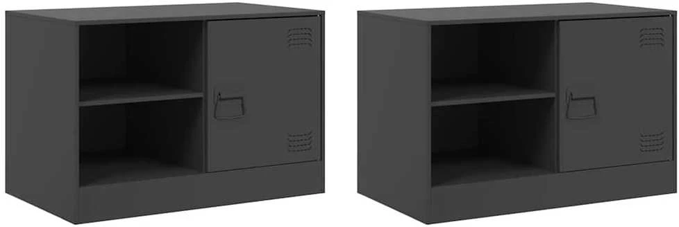 TV staliukas Televizoriaus spintelės, 2vnt., juodos, 67x39x44cm, plienas