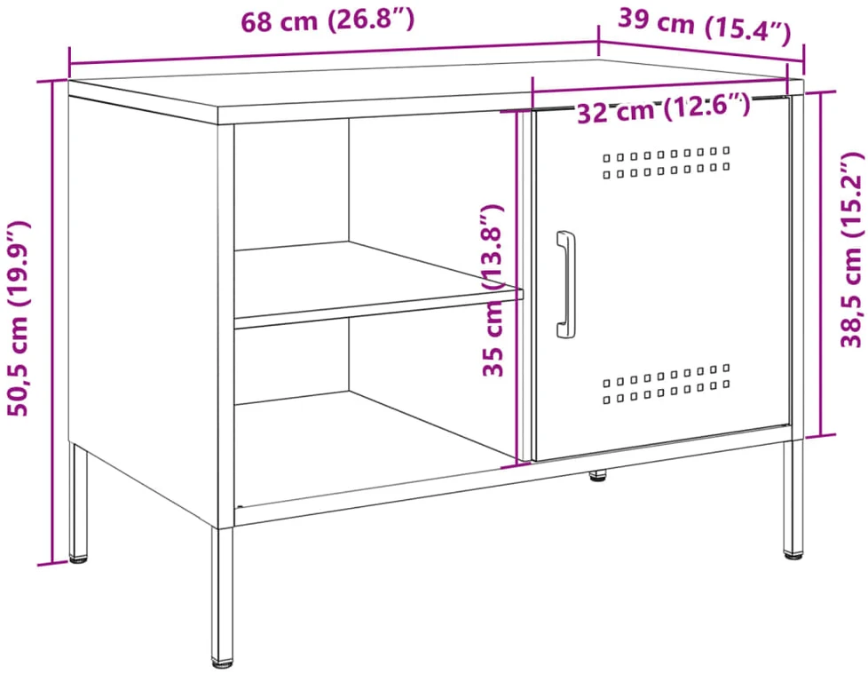 TV staliukas Televizoriaus spintelės, 2vnt., juodos, 68x39x50,5cm, plienas