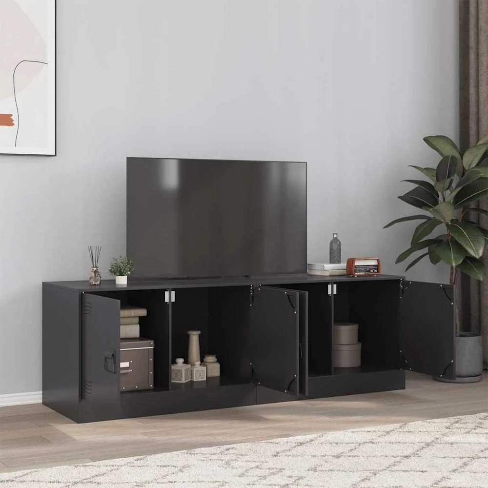 TV staliukas Televizoriaus spintelės, 2vnt., juodos, 67x39x44cm, plienas