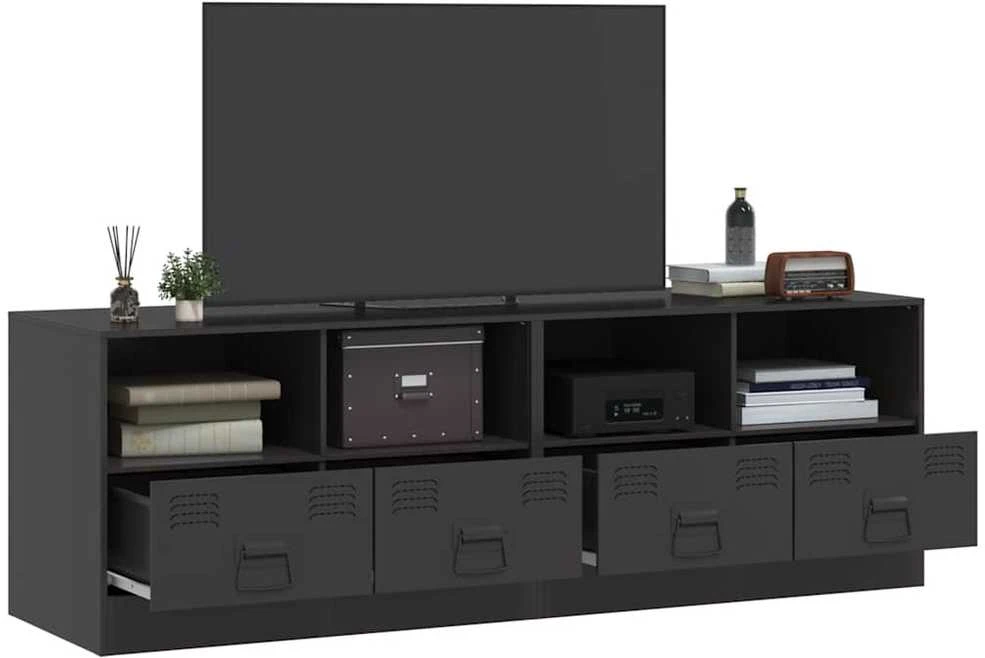 TV staliukas Televizoriaus spintelės, 2vnt., juodos, 67x39x44cm, plienas