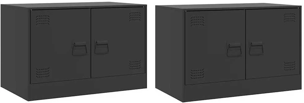 TV staliukas Televizoriaus spintelės, 2vnt., juodos, 67x39x44cm, plienas