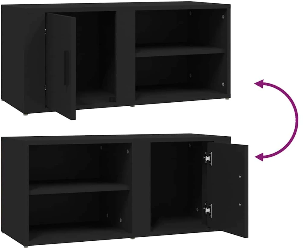 TV staliukas Televizoriaus spintelės, 2vnt., juodos, 80x31,5x36cm, mediena