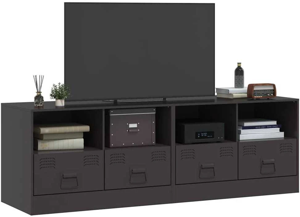 TV staliukas Televizoriaus spintelės, 2vnt., juodos, 67x39x44cm, plienas