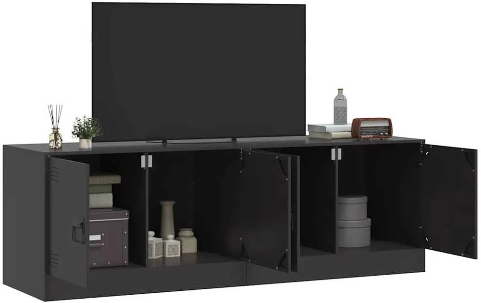 TV staliukas Televizoriaus spintelės, 2vnt., juodos, 67x39x44cm, plienas