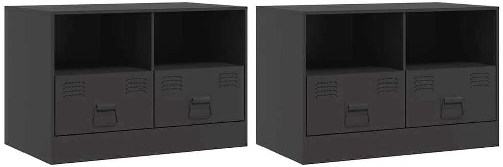 TV staliukas Televizoriaus spintelės, 2vnt., juodos, 67x39x44cm, plienas