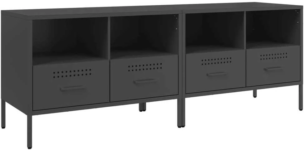 TV staliukas Televizoriaus spintelės, 2vnt., juodos, 68x39x50,5cm, plienas