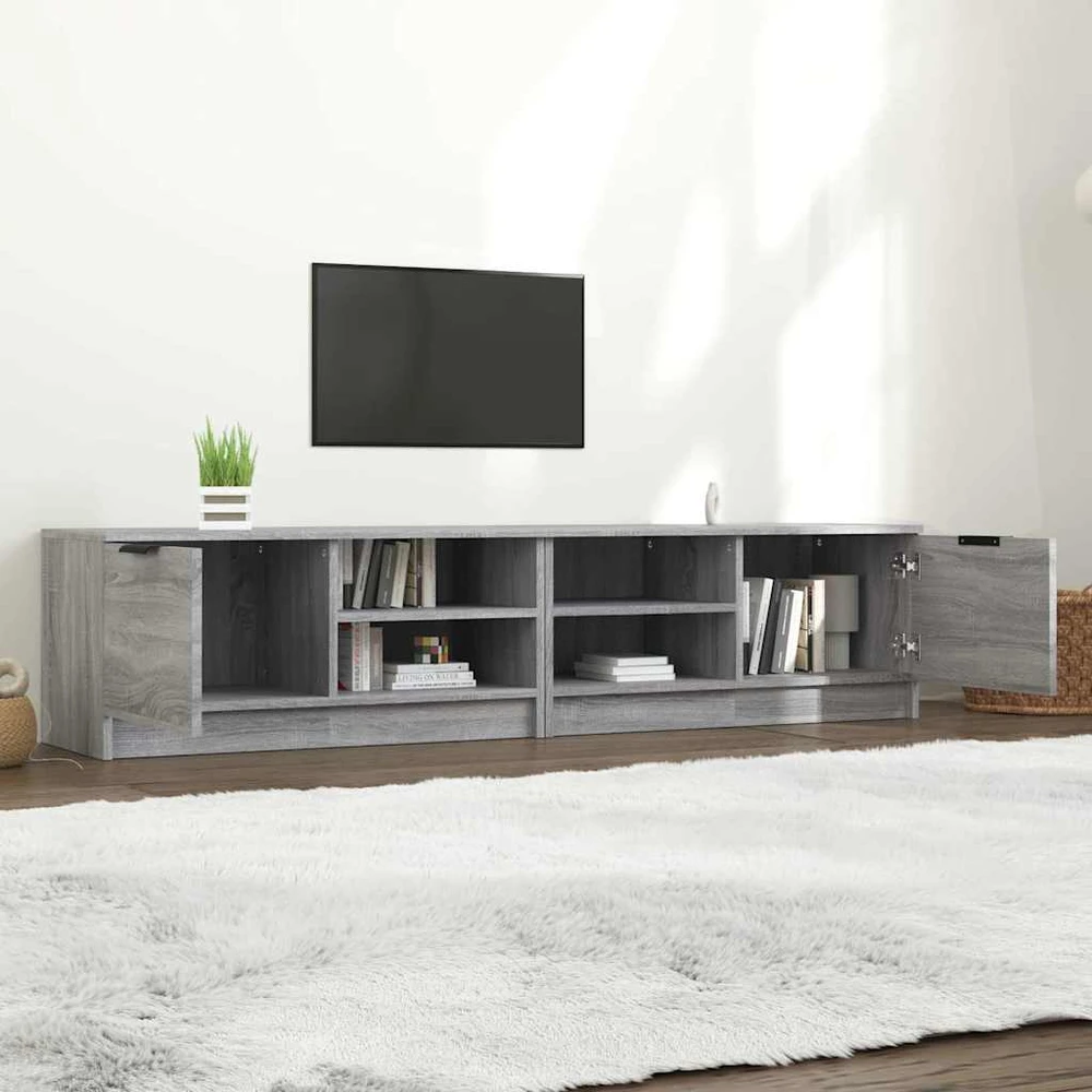 TV staliukas Televizoriaus spintelės, 2vnt., pilkos, 80x35x36,5cm, mediena