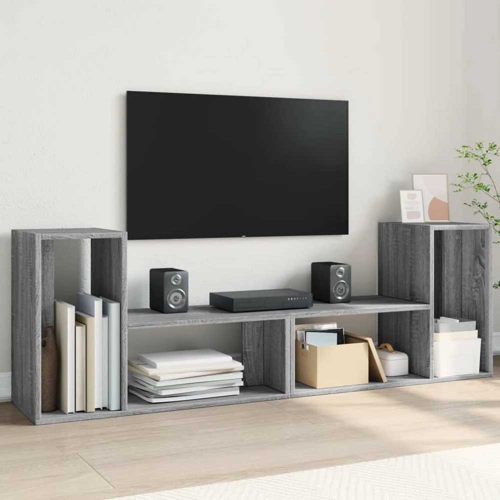 TV staliukas Televizoriaus spintelės, 2vnt., pilkos ąžuolo, 75x30x50 cm, MDP