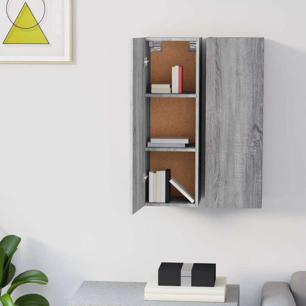 TV staliukas Televizoriaus spintelės, 2vnt., pilkos, 30,5x30x90cm, mediena