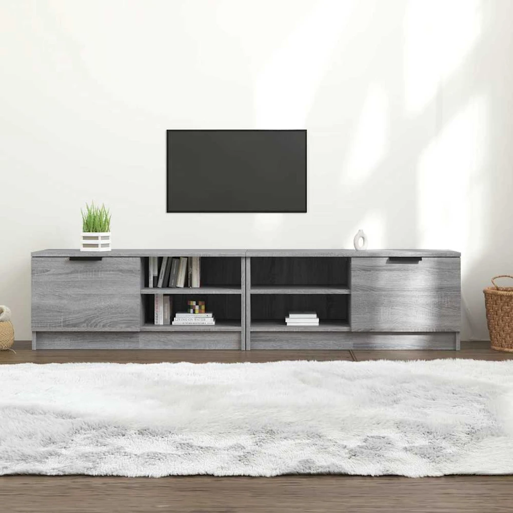 TV staliukas Televizoriaus spintelės, 2vnt., pilkos, 80x35x36,5cm, mediena