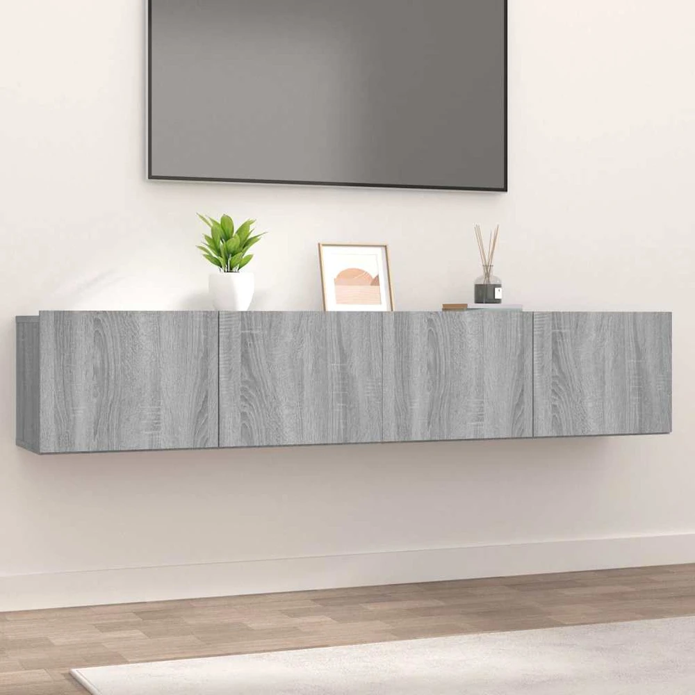 TV staliukas Televizoriaus spintelės, 2vnt., pilkos, 80x30x30cm, mediena