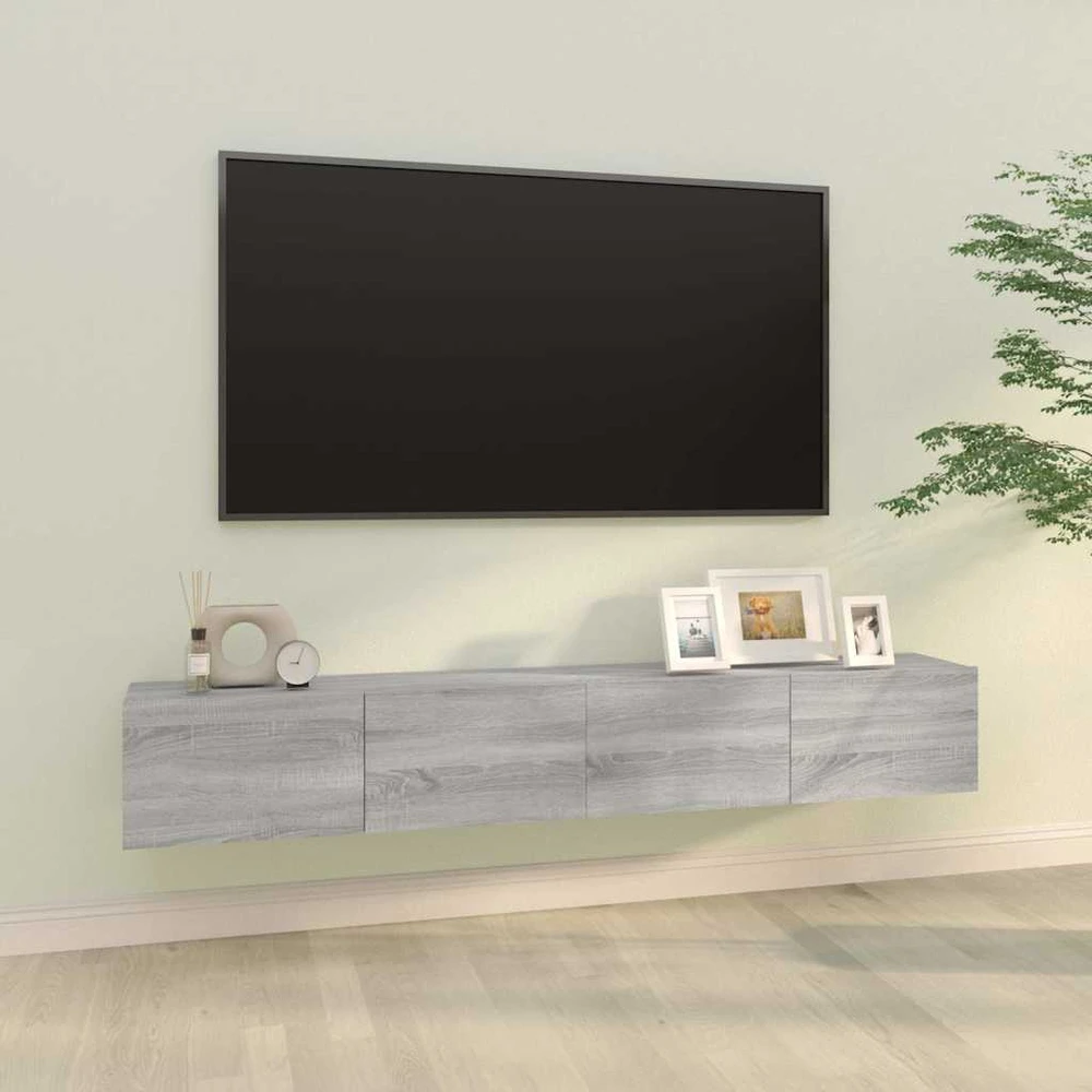 TV staliukas Televizoriaus spintelės, 2vnt., pilkos, 100x30x30cm, mediena